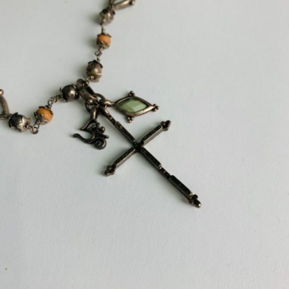 Lucky Brand cross and charms beaded necklace - Picture 3 of 8